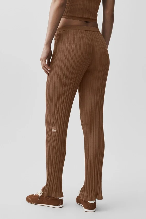 Pullover-Hose mit High-Waist und geradem Bein – „Sunlit“ – „Sun Kissed Brown“