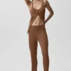 Pullover-Hose mit High-Waist und geradem Bein – „Sunlit“ – „Sun Kissed Brown“