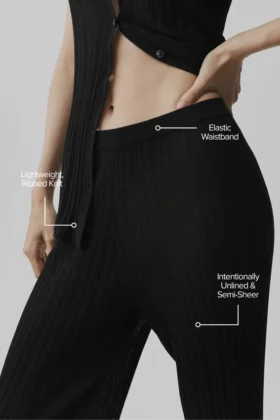 Pullover-Hose „Sunlit“ mit High-Waist und geradem Bein – Schwarz