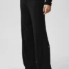 Pullover Knit Mid-Rise Unwind Wide Leg Hose – Schwarz