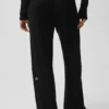 Pullover Knit Mid-Rise Unwind Wide Leg Hose – Schwarz