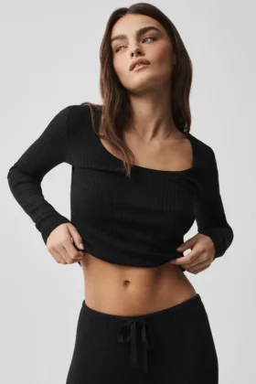 Pullover Knit Unwind Langarmshirt – Schwarz