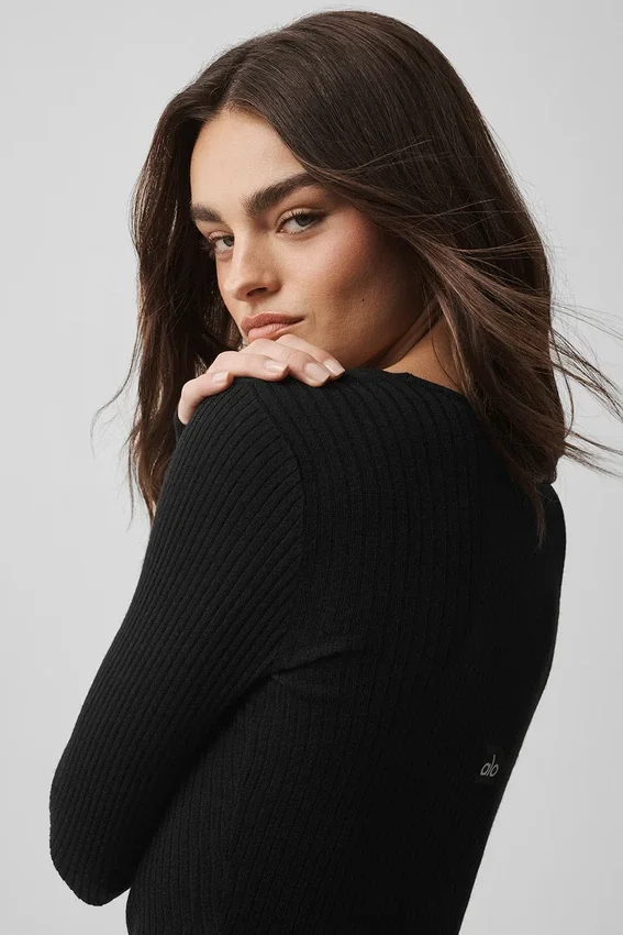 Pullover Knit Unwind Langarmshirt – Schwarz