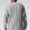 Pullover mit Rundhalsausschnitt und Zopfmuster – Athletic Heather Grey