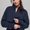 Pullover „New Class“ aus Wolle und Kaschmir mit 1/4-Reißverschluss – Marineblau