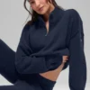 Pullover „New Class“ aus Wolle und Kaschmir mit 1/4-Reißverschluss – Marineblau