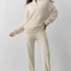 Pullover „New Class“ aus Wolle und Kaschmir mit 1/4-Reißverschluss – Oatmeal Heather
