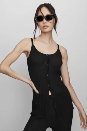 Pullover „Sunlit Button Down Top“ – Schwarz