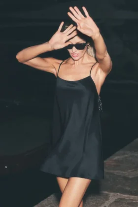 Radiance-Kleid aus Seidenmischung – Schwarz
