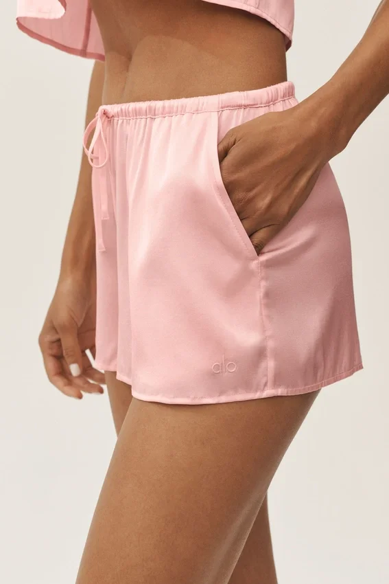 Radiance-Shorts aus Seidenmischung – Sonnengetränktes Rosa