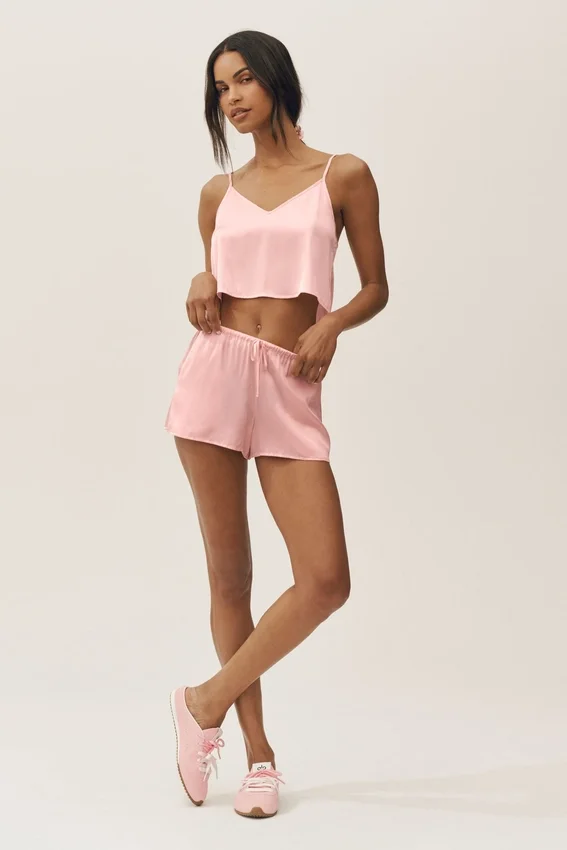 Radiance-Shorts aus Seidenmischung – Sonnengetränktes Rosa