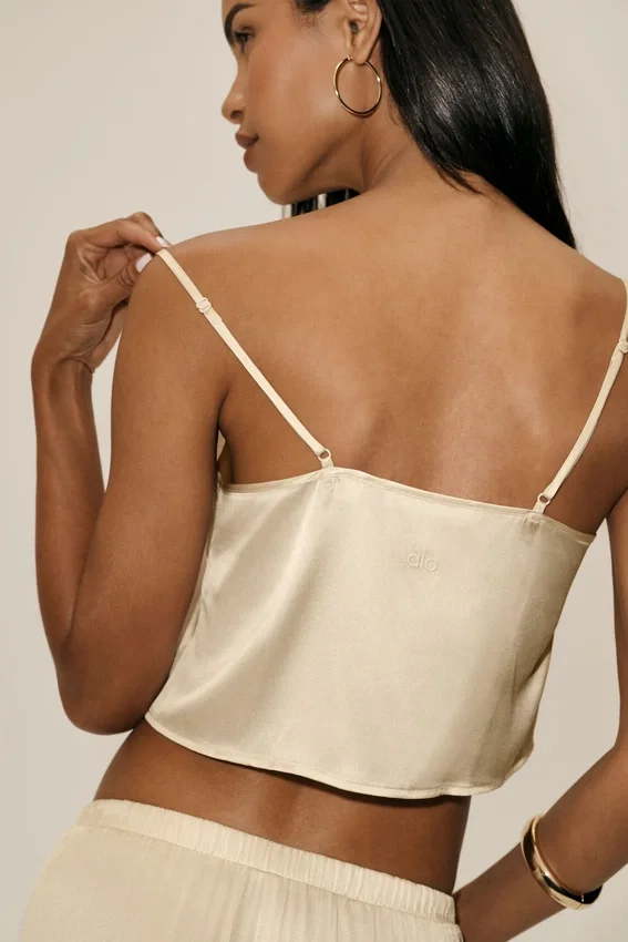 Radiance-Top aus Seidenmischung – Sandy Beige