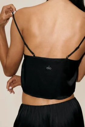 Radiance-Top aus Seidenmischung – Schwarz