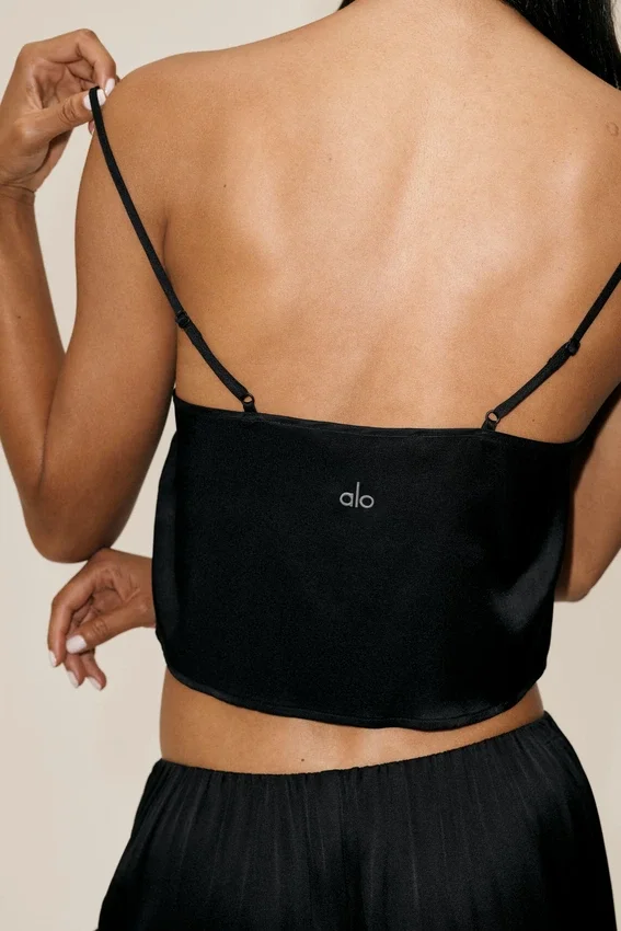 Radiance-Top aus Seidenmischung – Schwarz
