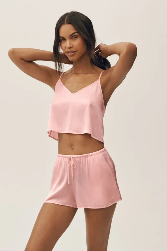 Radiance-Top aus Seidenmischung – Sonnengetränktes Rosa