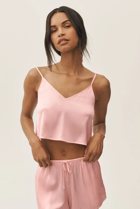 Radiance-Top aus Seidenmischung – Sonnengetränktes Rosa