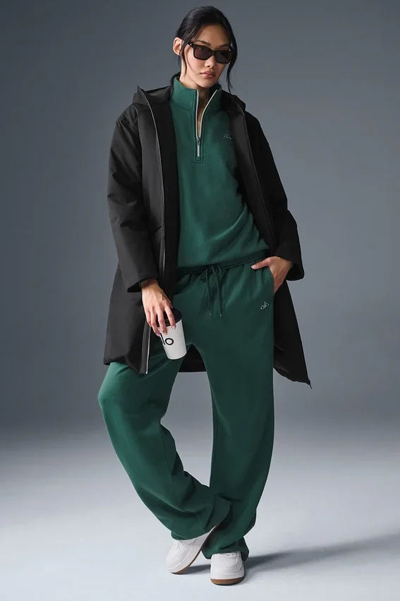 Rain or Shine Puffer-Langmantel – Schwarz
