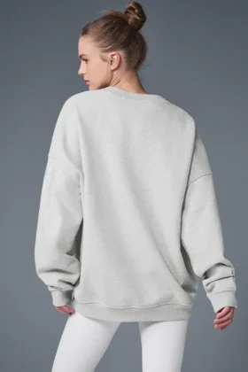 Renown Pullover mit Rundhalsausschnitt aus schwerem French Terry – Athletic Heather Grey