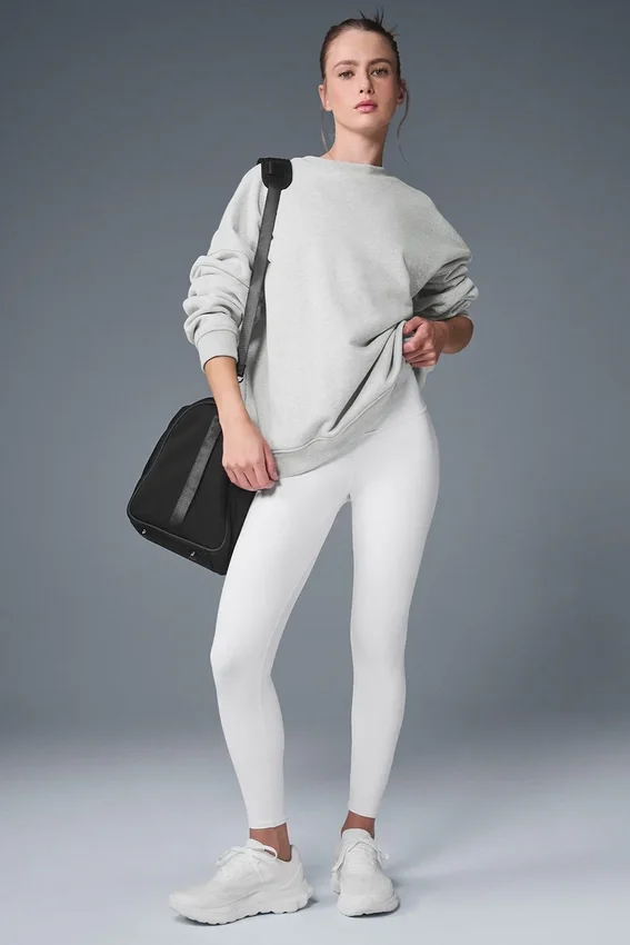Renown Pullover mit Rundhalsausschnitt aus schwerem French Terry – Athletic Heather Grey