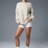 Renown Pullover mit Rundhalsausschnitt aus schwerem French Terry – Beige