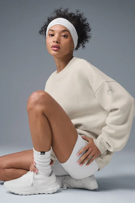 Renown Pullover mit Rundhalsausschnitt aus schwerem French Terry – Beige