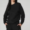 Renown Pullover mit Rundhalsausschnitt aus schwerem French Terry – Schwarz