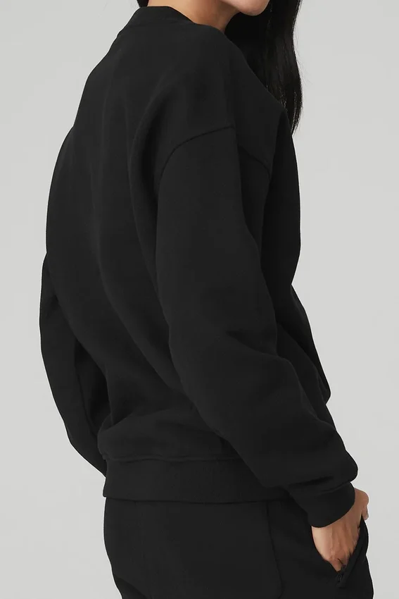 Renown Pullover mit Rundhalsausschnitt aus schwerem French Terry – Schwarz