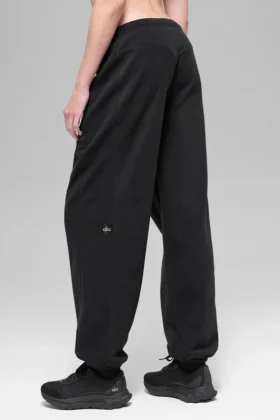 Retreat-Jogginghose aus Polarfleece mit High-Waist-Taille – Schwarz