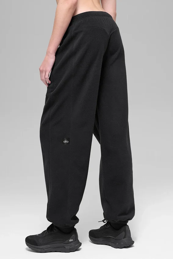 Retreat-Jogginghose aus Polarfleece mit High-Waist-Taille – Schwarz