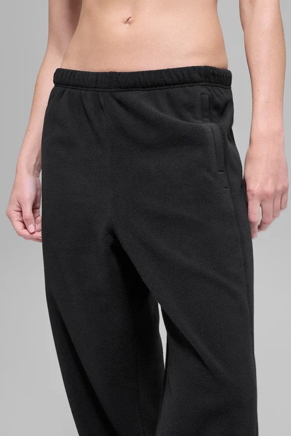 Retreat-Jogginghose aus Polarfleece mit High-Waist-Taille – Schwarz