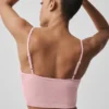 Rippiges, zartes Lounge-Top – Vintage-Pink