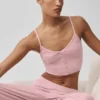 Rippiges, zartes Lounge-Top – Vintage-Pink