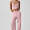 Rippiges, zartes Lounge-Top – Vintage-Pink