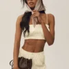 „Riviera Bloomer“-BH aus Leinenmischung – Sandy Beige