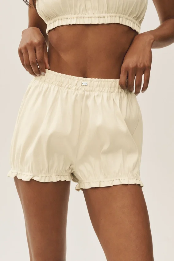 Riviera Bloomer-Shorts aus Leinenmischung – Sandy Beige