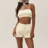 Riviera Bloomer-Shorts aus Leinenmischung – Sandy Beige