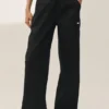 „Riviera“-Hose aus Leinenmischung mit weitem Bein – Schwarz