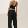 „Riviera“-Hose aus Leinenmischung mit weitem Bein – Schwarz