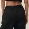 „Riviera“-Hose aus Leinenmischung mit weitem Bein – Schwarz