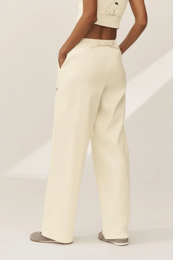 Riviera-Hose mit weitem Bein aus Leinenmischung – Sandy Beige