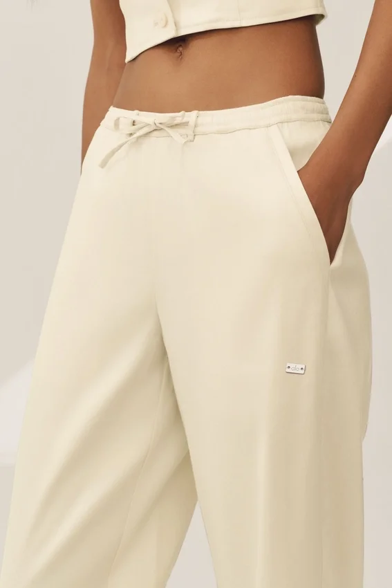Riviera-Hose mit weitem Bein aus Leinenmischung – Sandy Beige