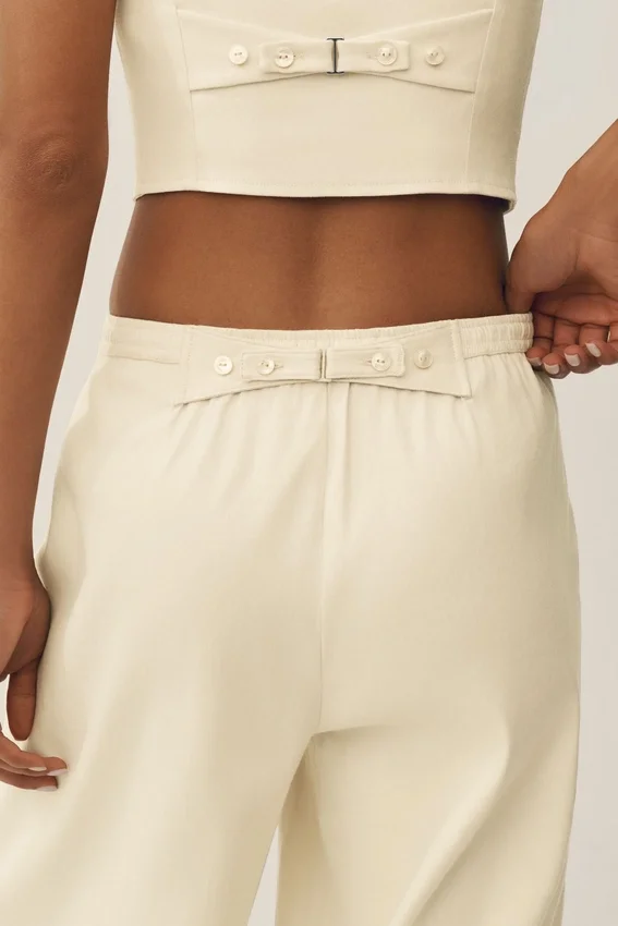 Riviera-Hose mit weitem Bein aus Leinenmischung – Sandy Beige
