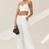 Riviera-Hose mit weitem Bein aus Leinenmischung – Weiß