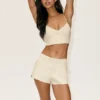 Riviera-Shorts aus Leinenmischung mit niedriger Leibhöhe – Sandy Beige