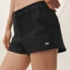Riviera-Shorts aus Leinenmischung mit niedriger Leibhöhe – Schwarz