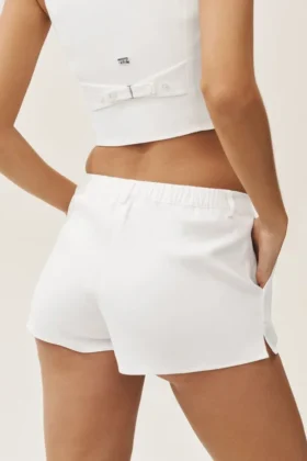 Riviera-Shorts aus Leinenmischung mit niedriger Leibhöhe – Weiß