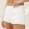 Riviera-Shorts aus Leinenmischung mit niedriger Leibhöhe – Weiß