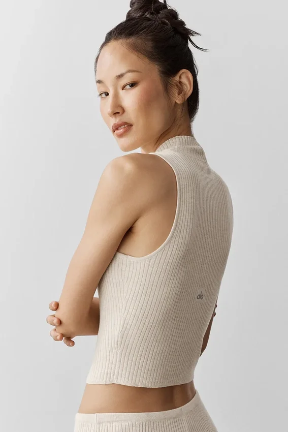 Ärmelloses Oberteil „Unwind“ aus Pullover – Oatmeal Heather