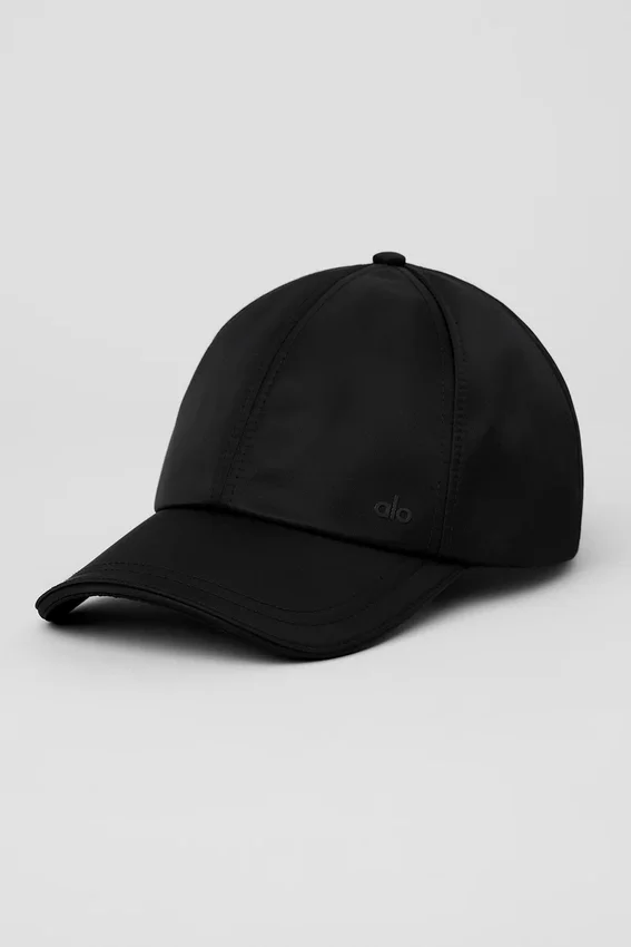 Satin-Freizeit-Cap – Schwarz
