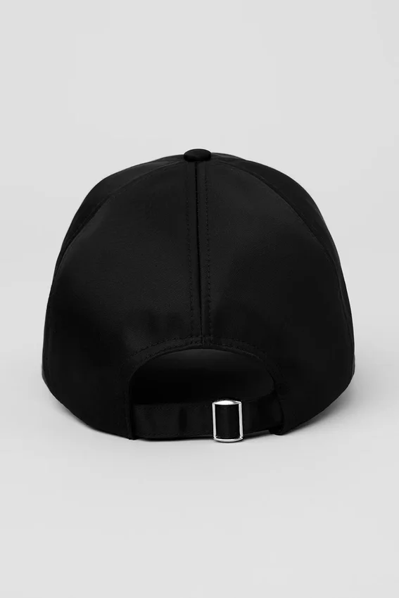 Satin-Freizeit-Cap – Schwarz